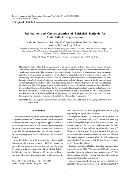 수정됨_Fabrication and Characterization of Epithelial Scaffolds for Hair Follicle Regeneration-1